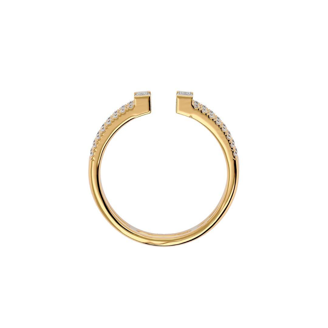 Women's or Men's 0.38 Carat Diamond Baguette Double Line Engagement Ring in 18 Karat Gold For Sale