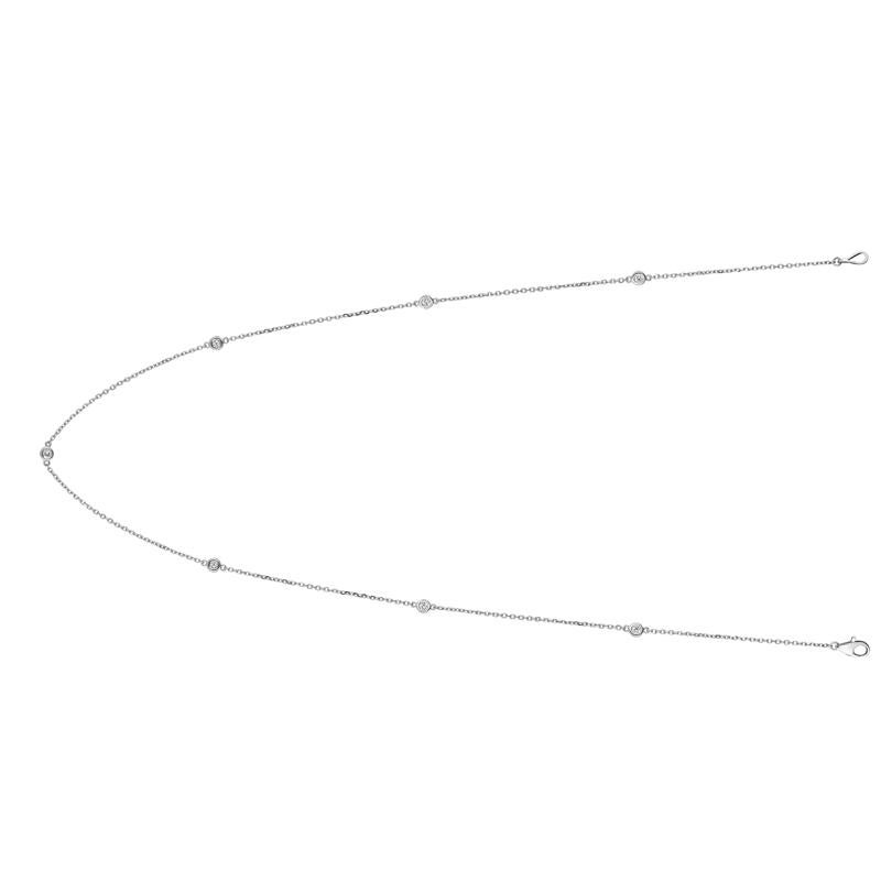 0.38 Carat Diamond by the Yard Necklace G SI 14K White Gold 7 stations 18 inches

100% Natural Diamonds, Not Enhanced in any way Round Cut Diamond by the Yard Necklace
0.38CT
G-H
SI
14K White Gold, Bezel style, 2.5 grams
18 inches in length, 1/8