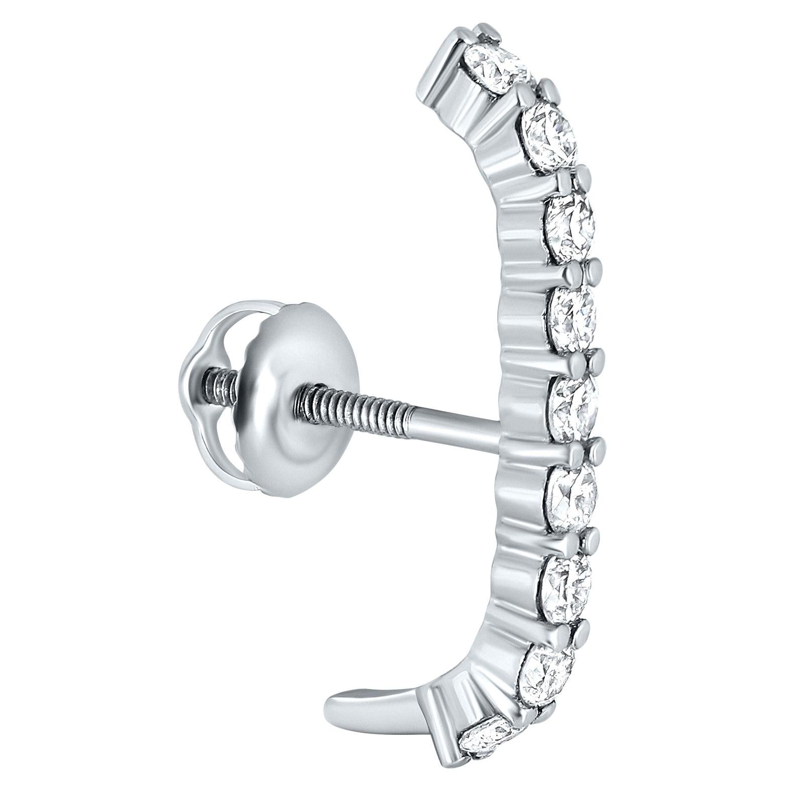 0.38 Carat Diamond Ear Suspender Stud Earring in 14k White Gold, Shlomit Rogel For Sale