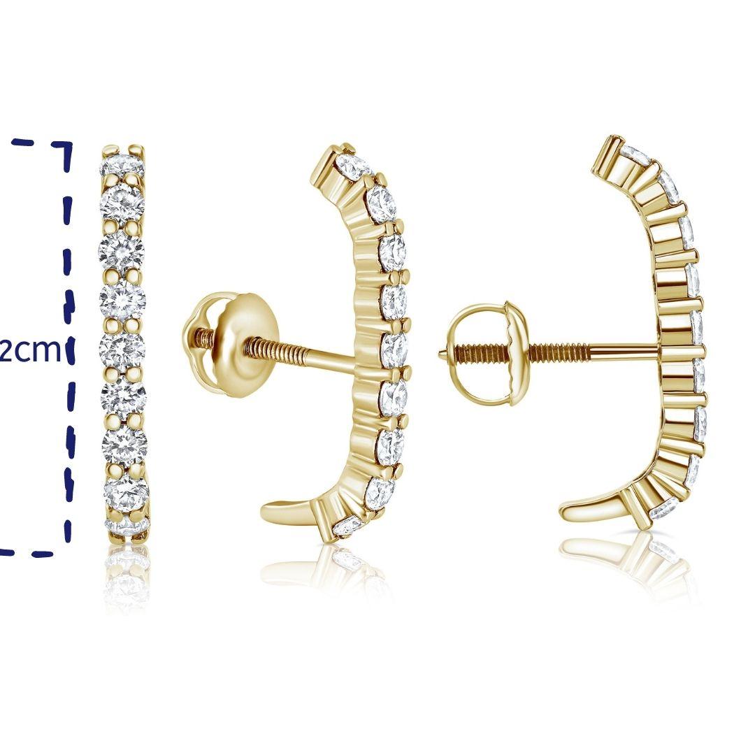 0.38 Carat Diamond Ear Suspender Stud Earrings in 14k Yellow Gold, Shlomit Rogel

This stylish ear suspender is a unique and playful update to the classic huggie hoop. Handcrafted from 14k yellow gold, this stud is delicately embellished with white