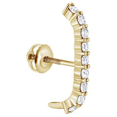 0.38 Carat Diamond Ear Suspender Stud Earring in 14k Yellow Gold, Shlomit Rogel