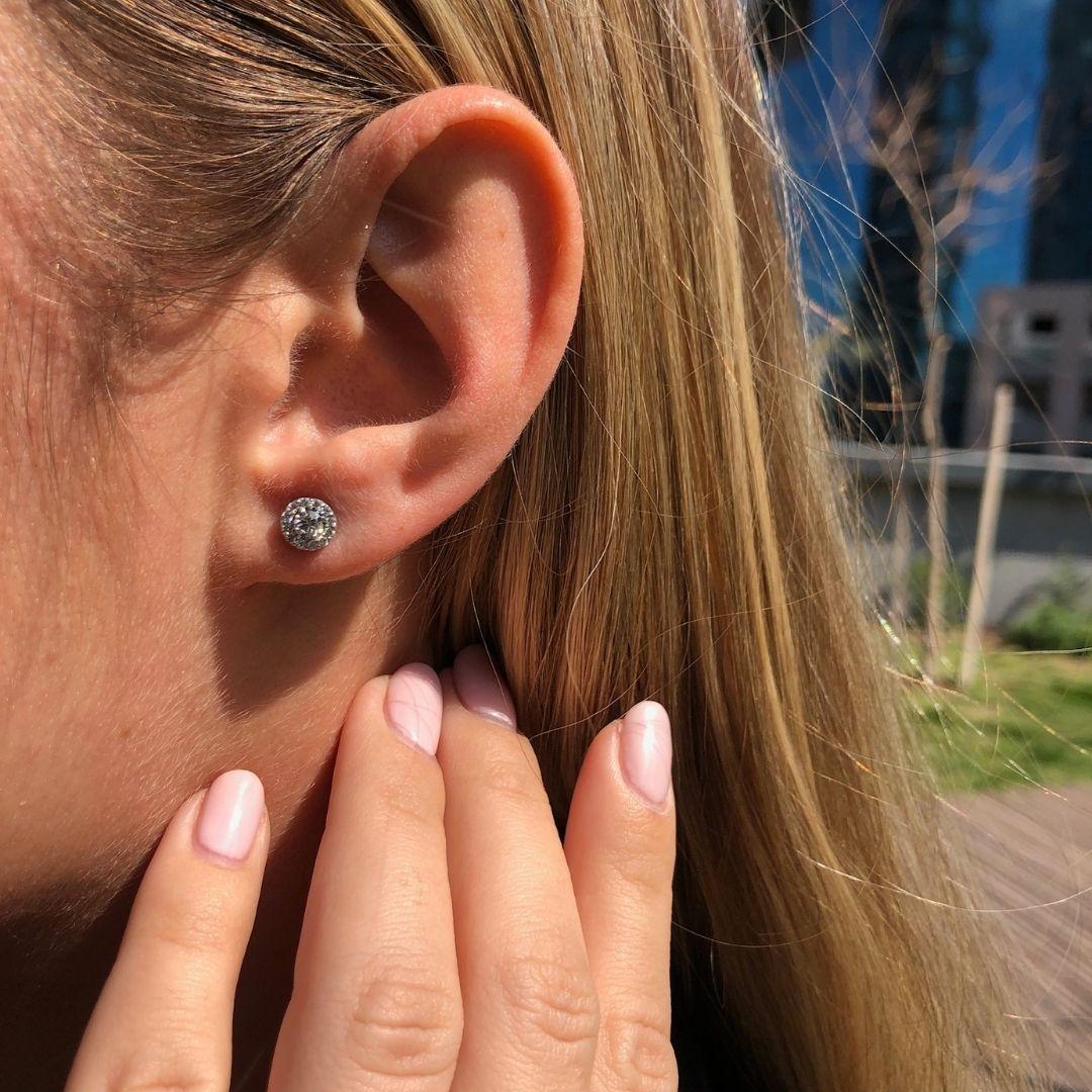 diamond earring size chart on ear