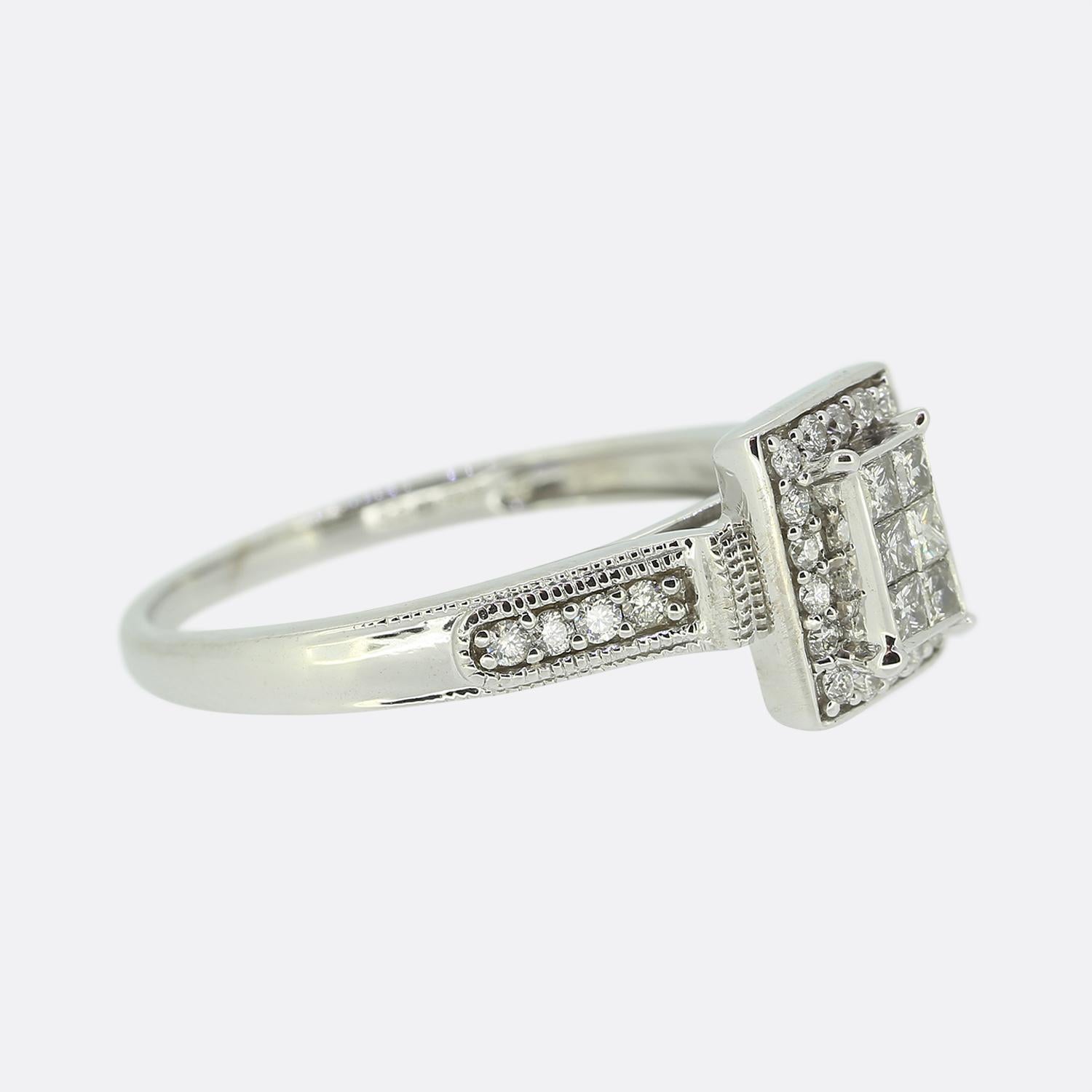 0,38 Karat Diamant Ring mit rechteckigem Gesicht (Carréschliff) im Angebot