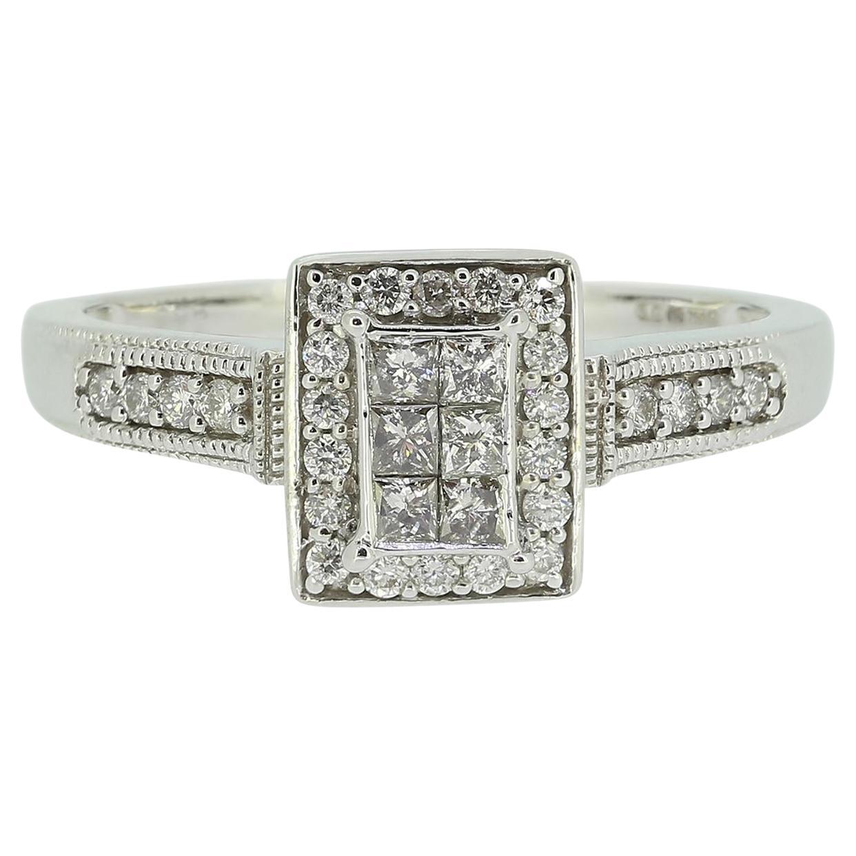 Anillo con Cara Rectangular de Diamantes de 0,38 Quilates