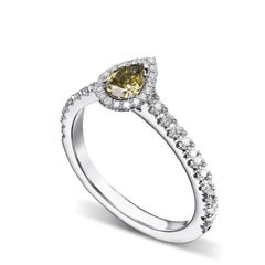 0.38 carat Fancy Dark Gray Yellowish Green Chameleon Diamond White Gold 18K Ring
