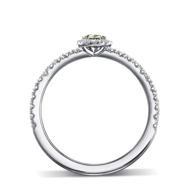 Contemporary 0.38 carat Fancy Dark Gray Yellowish Green Chameleon Diamond White Gold 18K Ring For Sale
