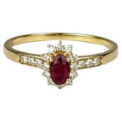 0,38 Karat Mosambik-Rubin-Diamantring aus 18 Karat Gold