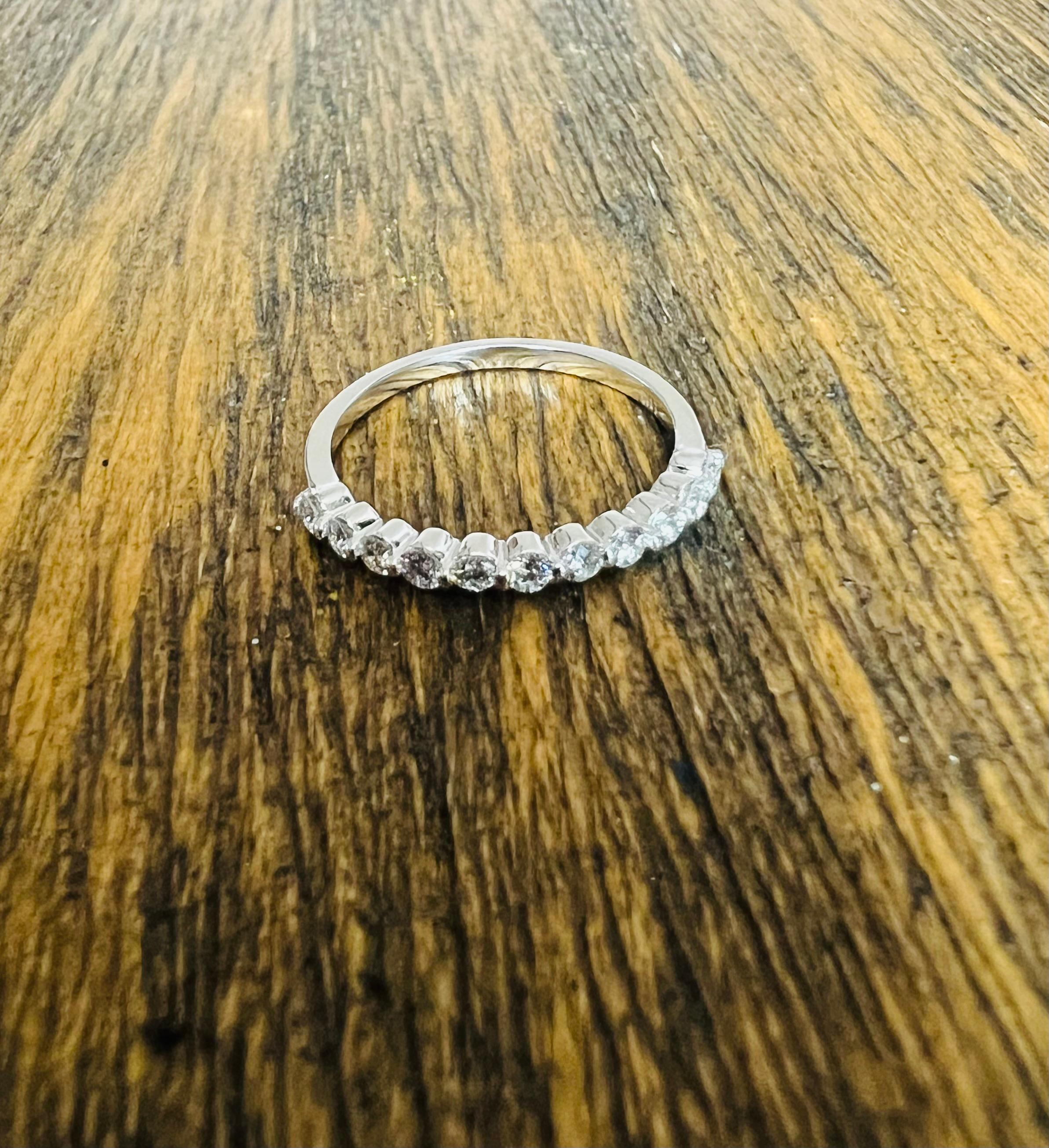 Contemporary 0.38 Carat Natural Diamond 14 Karat White Gold Stackable Band For Sale
