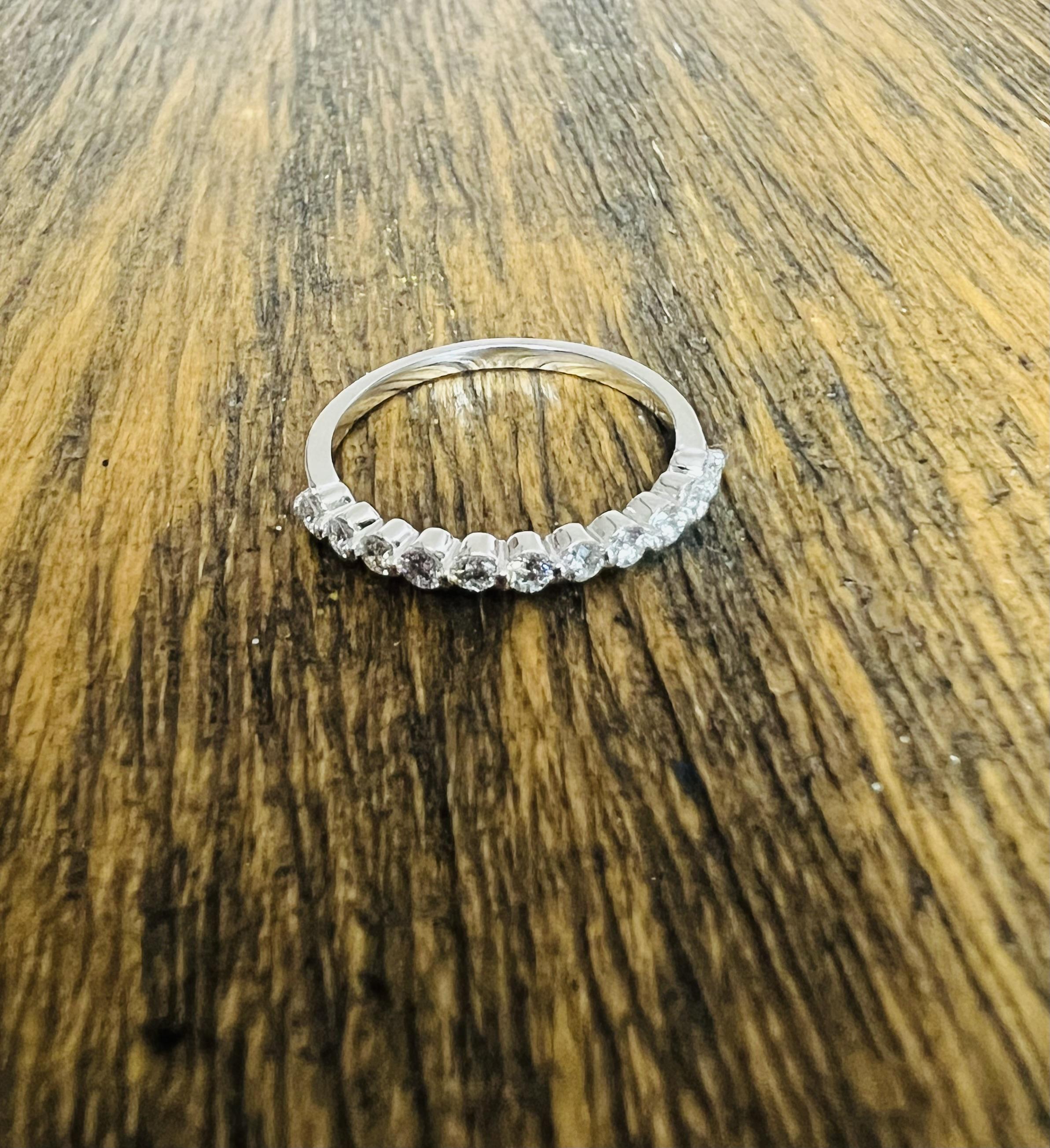 Contemporary 0.38 Carat Natural Diamond 14 Karat White Gold Stackable Band For Sale