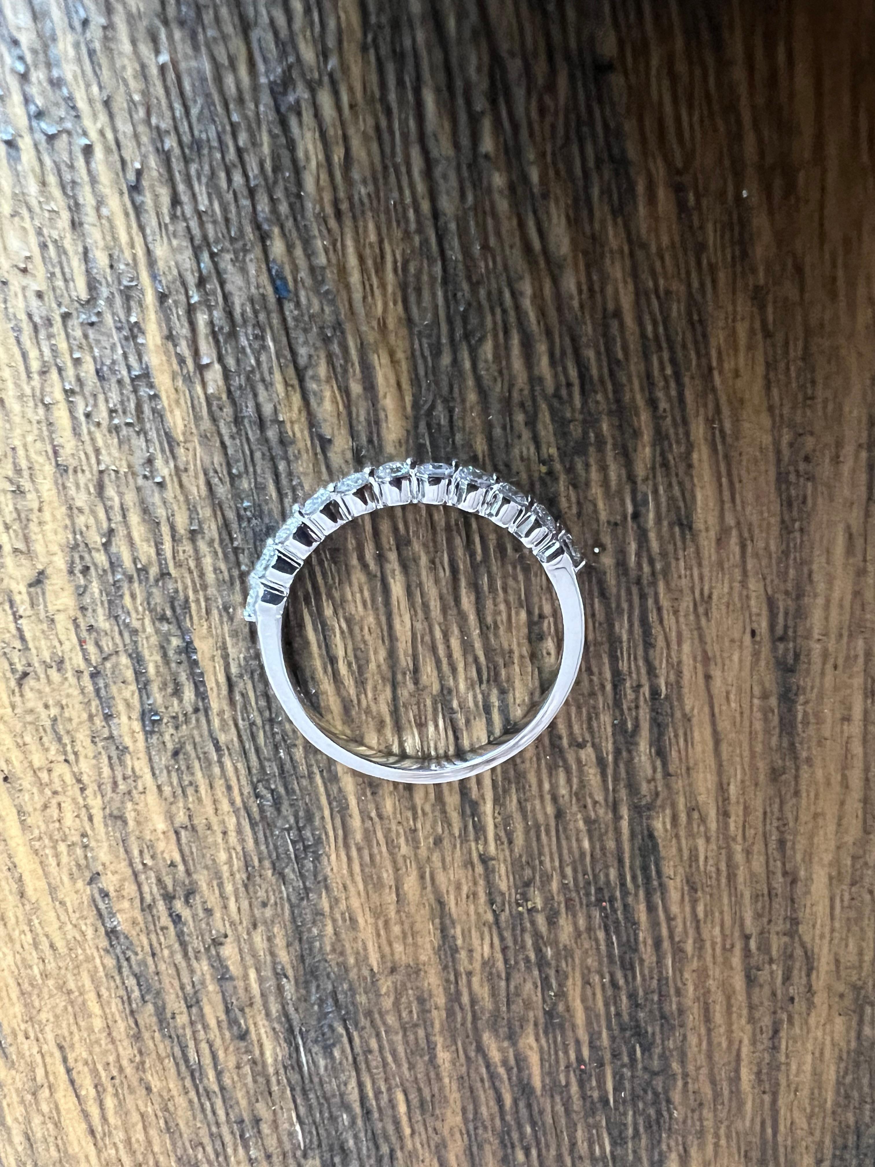 Round Cut 0.38 Carat Natural Diamond 14 Karat White Gold Stackable Band For Sale