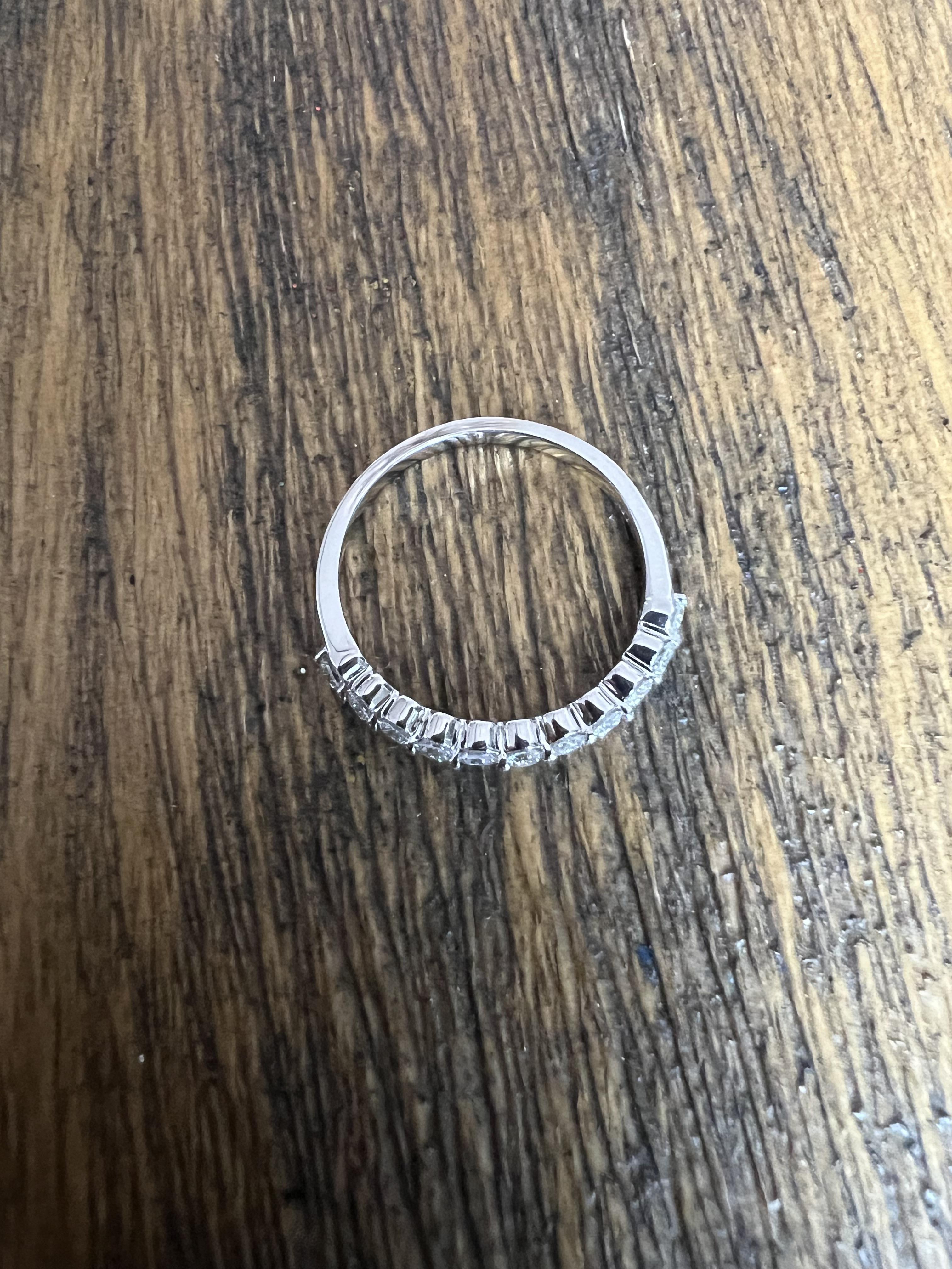 Round Cut 0.38 Carat Natural Diamond 14 Karat White Gold Stackable Band For Sale