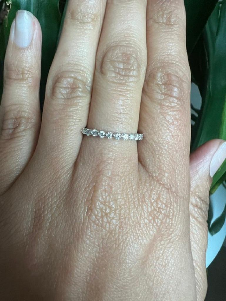 Women's 0.38 Carat Natural Diamond 14 Karat White Gold Stackable Band For Sale