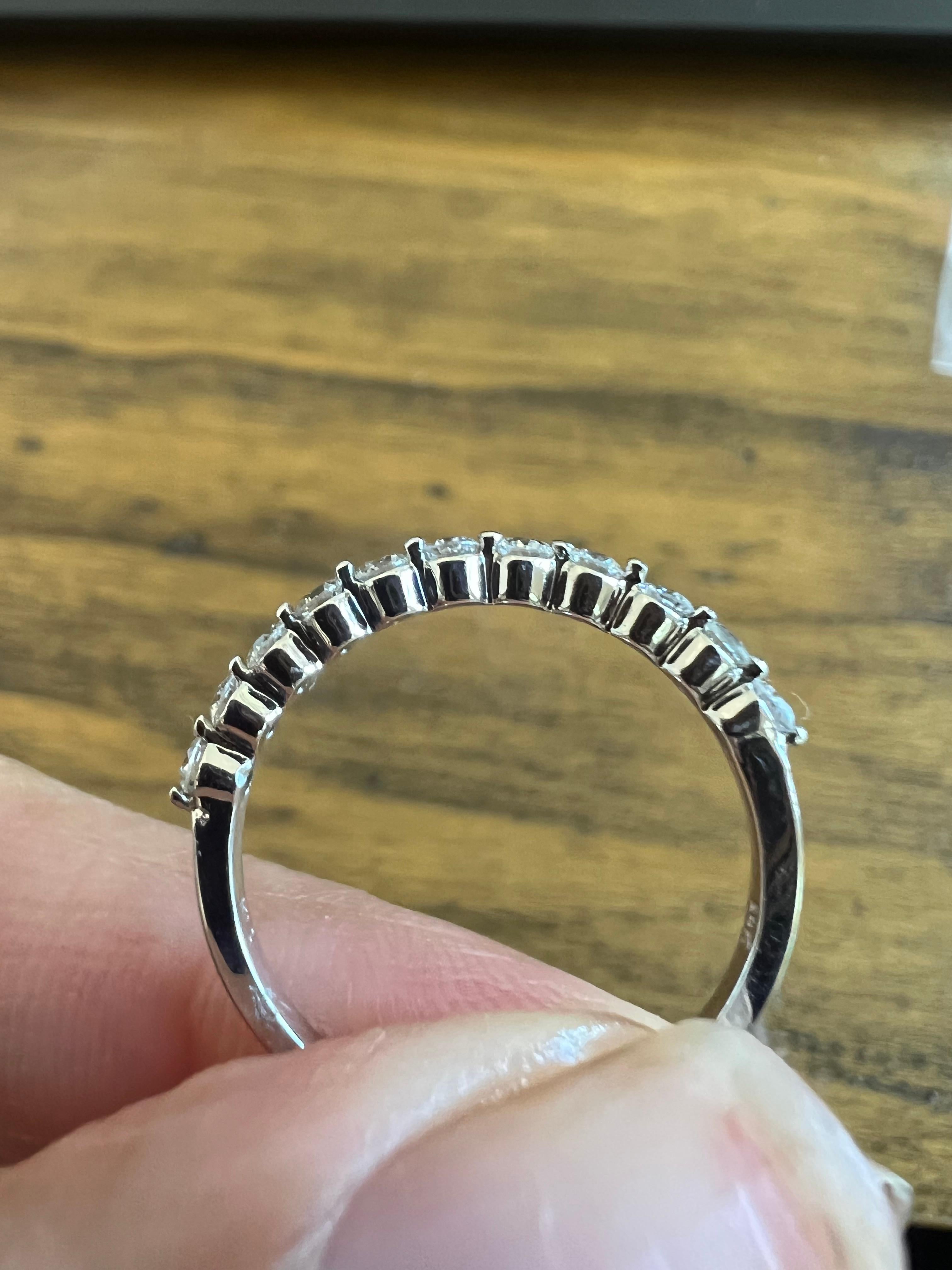 0.38 Carat Natural Diamond 14 Karat White Gold Stackable Band For Sale 2