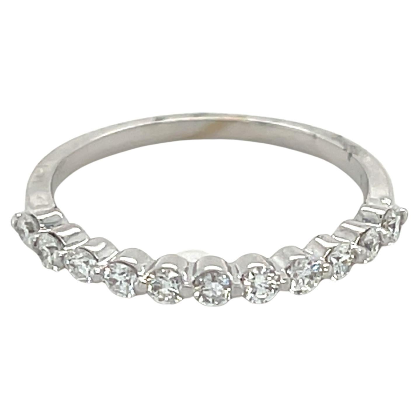 0.38 Carat Natural Diamond 14 Karat White Gold Stackable Band For Sale
