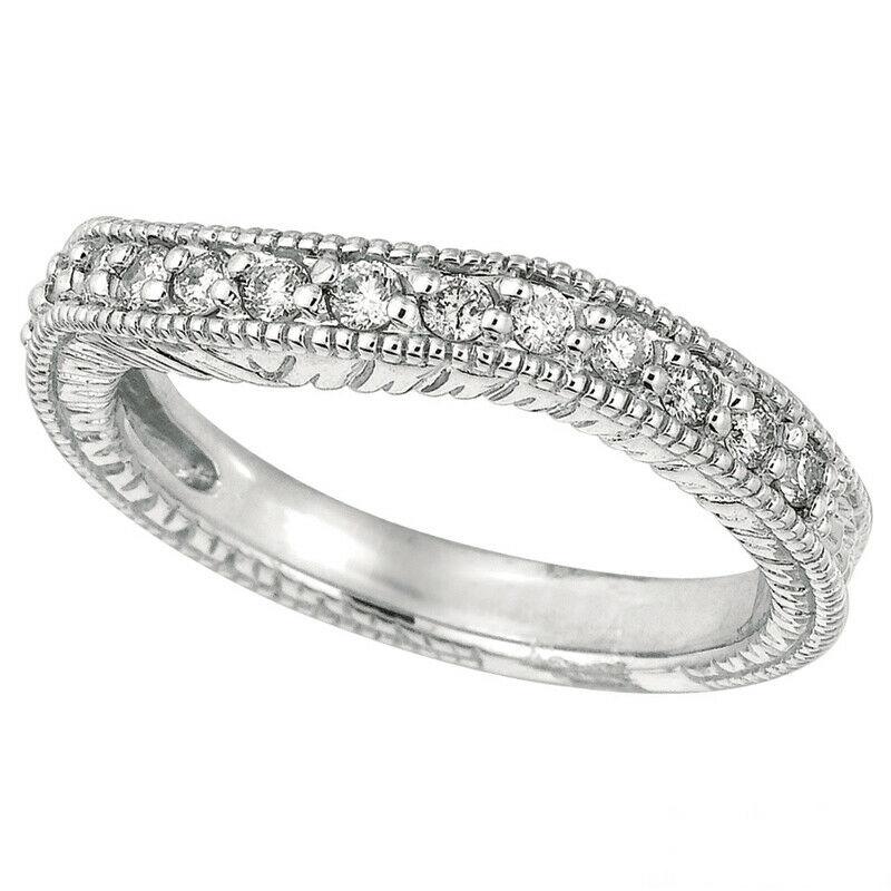 For Sale:  0.38 Carat Natural Diamond Band Ring G SI 14K White Gold 2