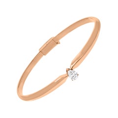 0.38 Carat Pear Solitaire Diamond Clamper Bracelet 18 Karat Rose Gold Jewelry