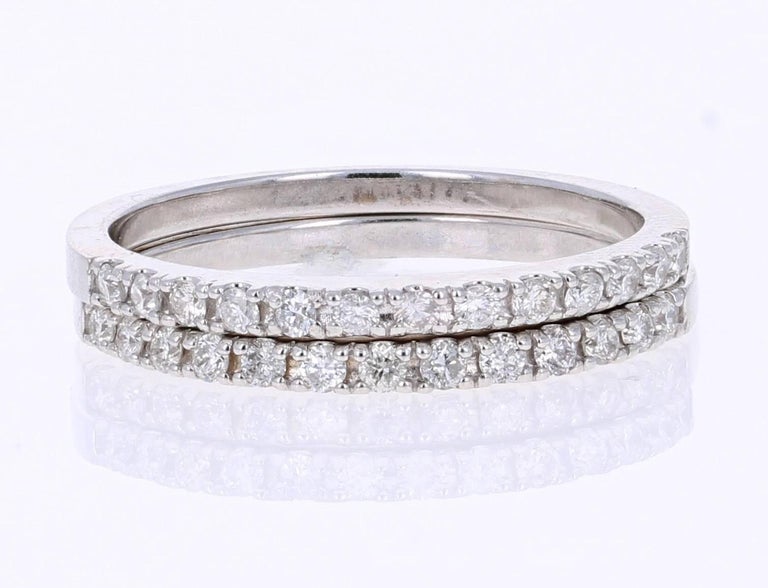 0.38 Carat Round Cut Diamond White Gold Stackable Bands at 1stDibs