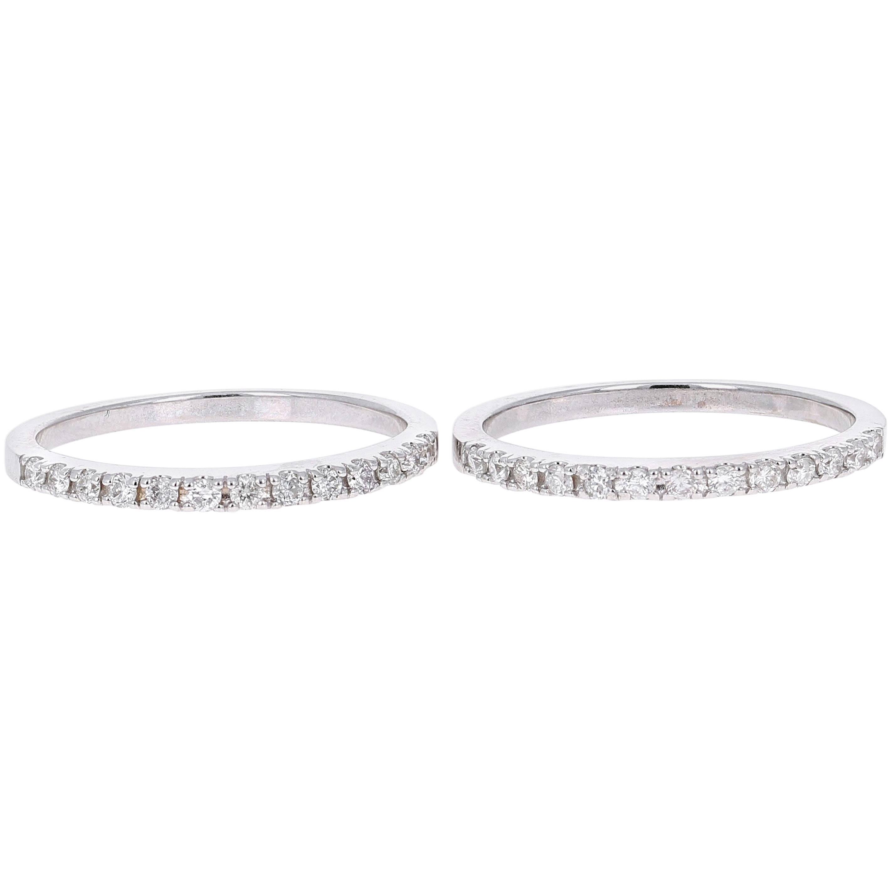 0.38 Carat Round Cut Diamond White Gold Stackable Bands