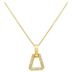 0.38 Carat Total Round Cut Diamond Triangular Pendant Necklace in Yellow Gold