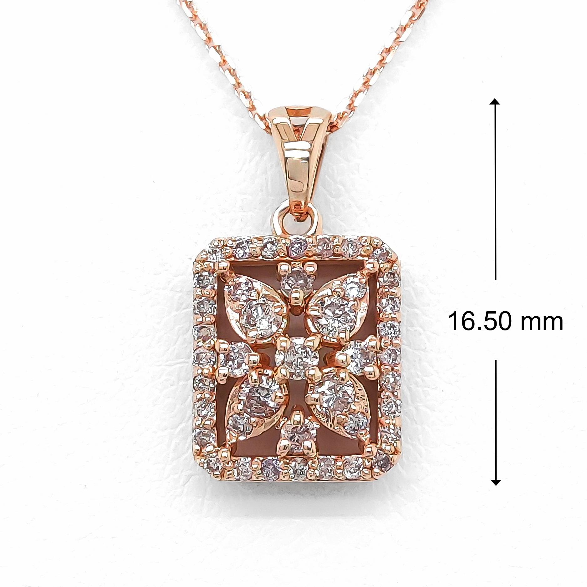 Women's *NO RESERVE* 0.38CT Round Fancy Pink Diamond 14k Rose Gold Pendant Necklace   For Sale
