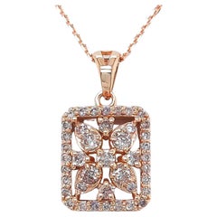 0.38 Carat Round Pink Diamond 14k Rose Gold Pendant Necklace  