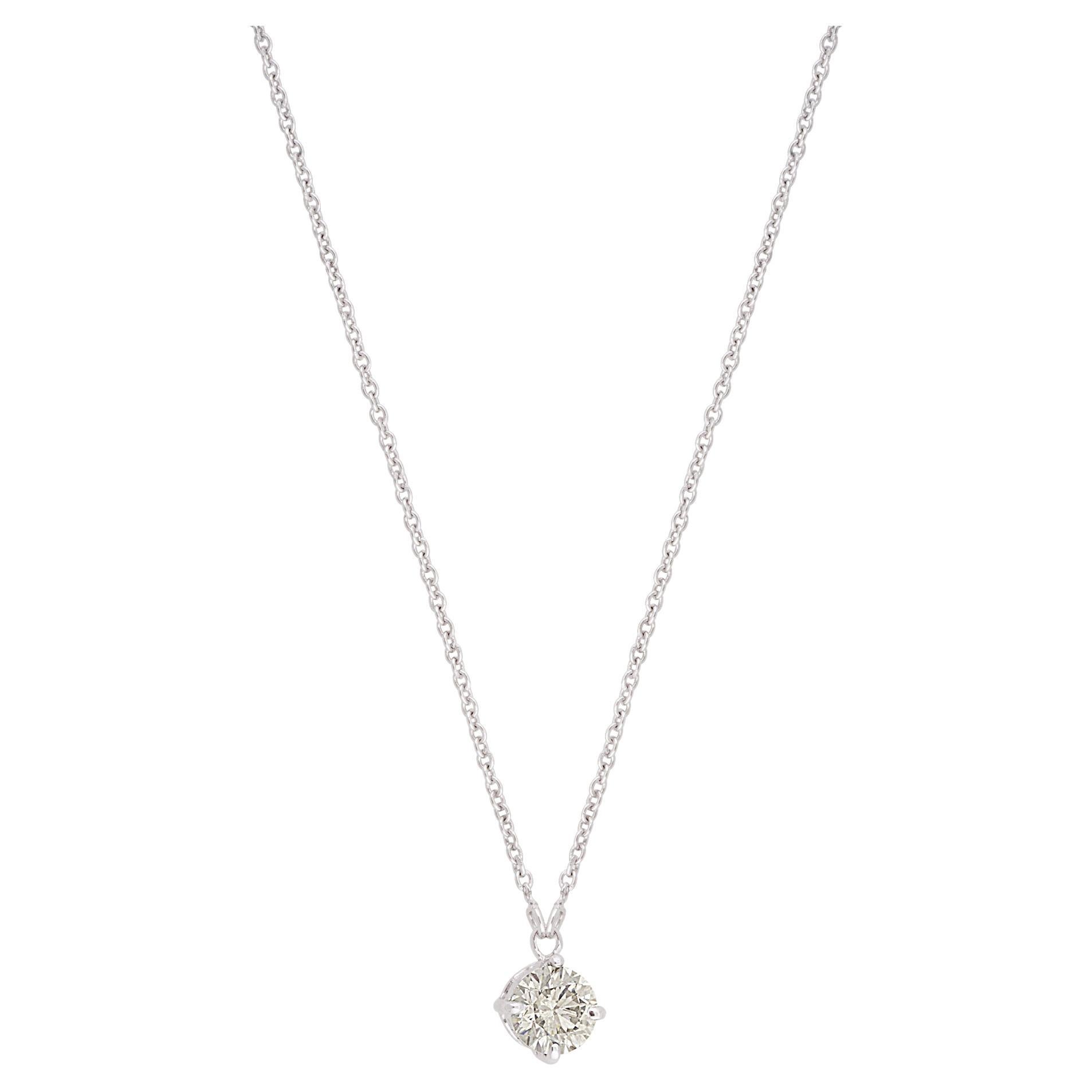 Collier à breloque solitaire en or blanc 10 carats avec diamants 0,38 carat SI/HI