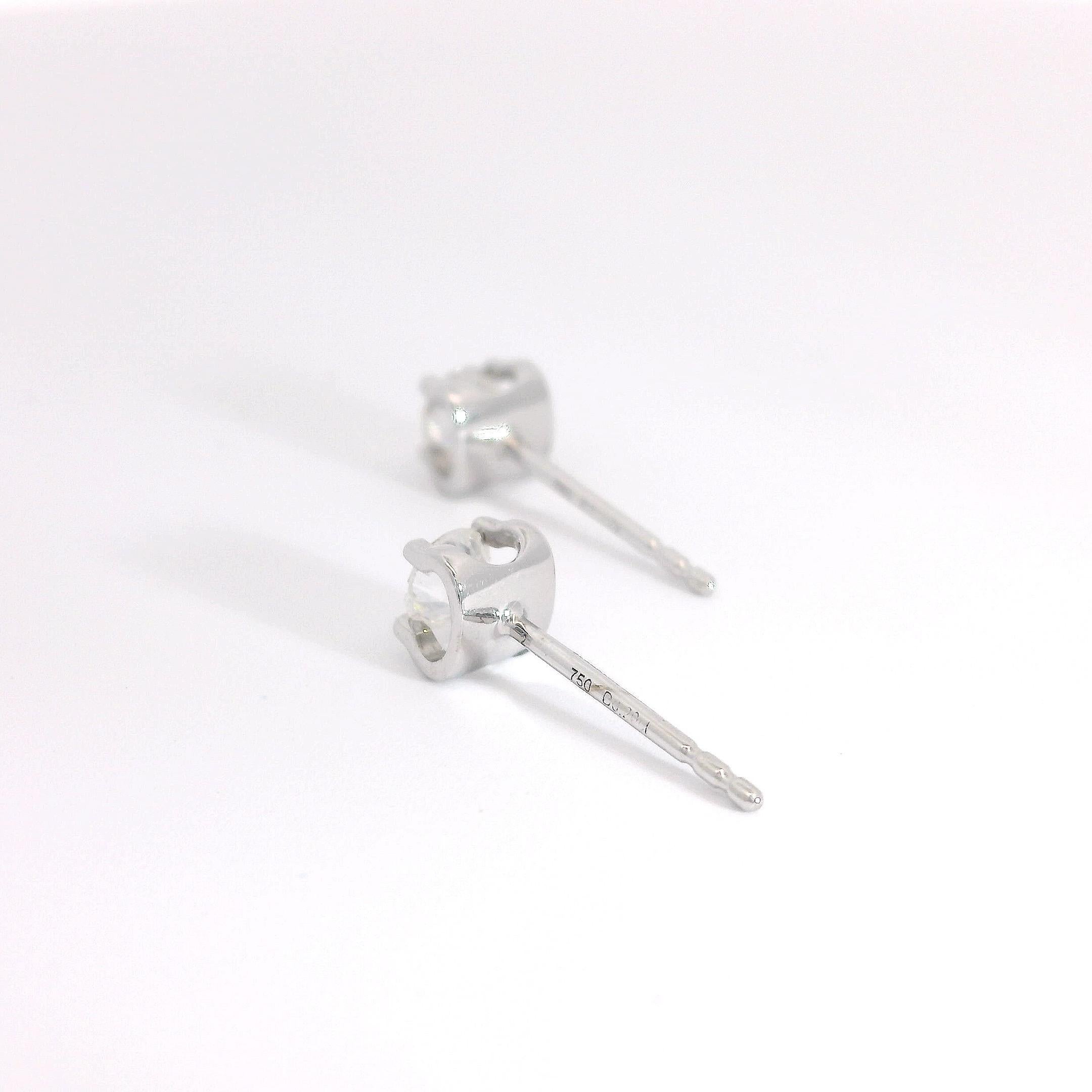 Brilliant Cut 0.38 Carat Solitaire Diamond Studs in 18K White Gold For Sale