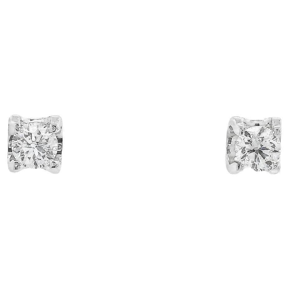 0.38 Carat Solitaire Diamond Studs in 18K White Gold