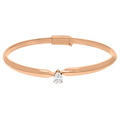 Bracelet jonc en or rose 14 carats avec diamants solitaires en poire de 0,38 carat