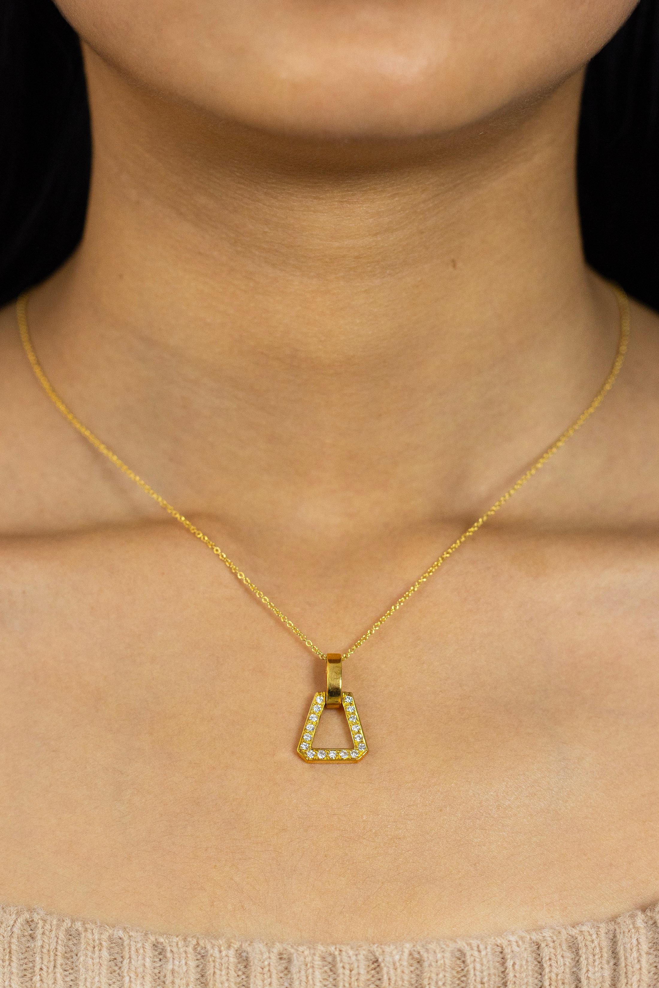 0.38 Carat Total Brilliant Round Diamond Open-Work Pendant Necklace For Sale 1
