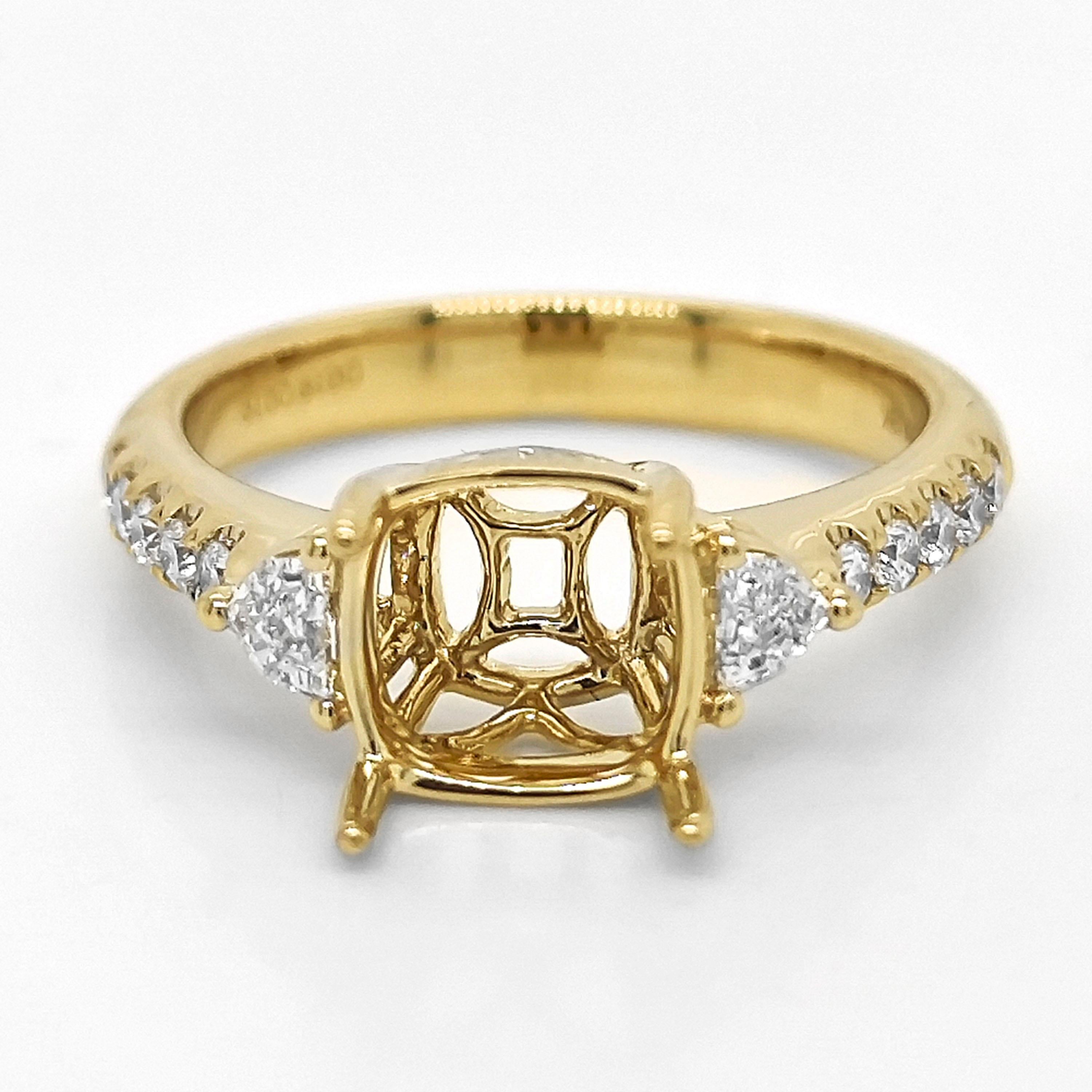 Taille mixte Bague en or jaune avec diamant blanc 0,38 carat en vente