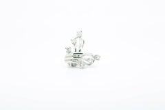 0.38 Carats Three Diamonds 18k White Gold Earrings