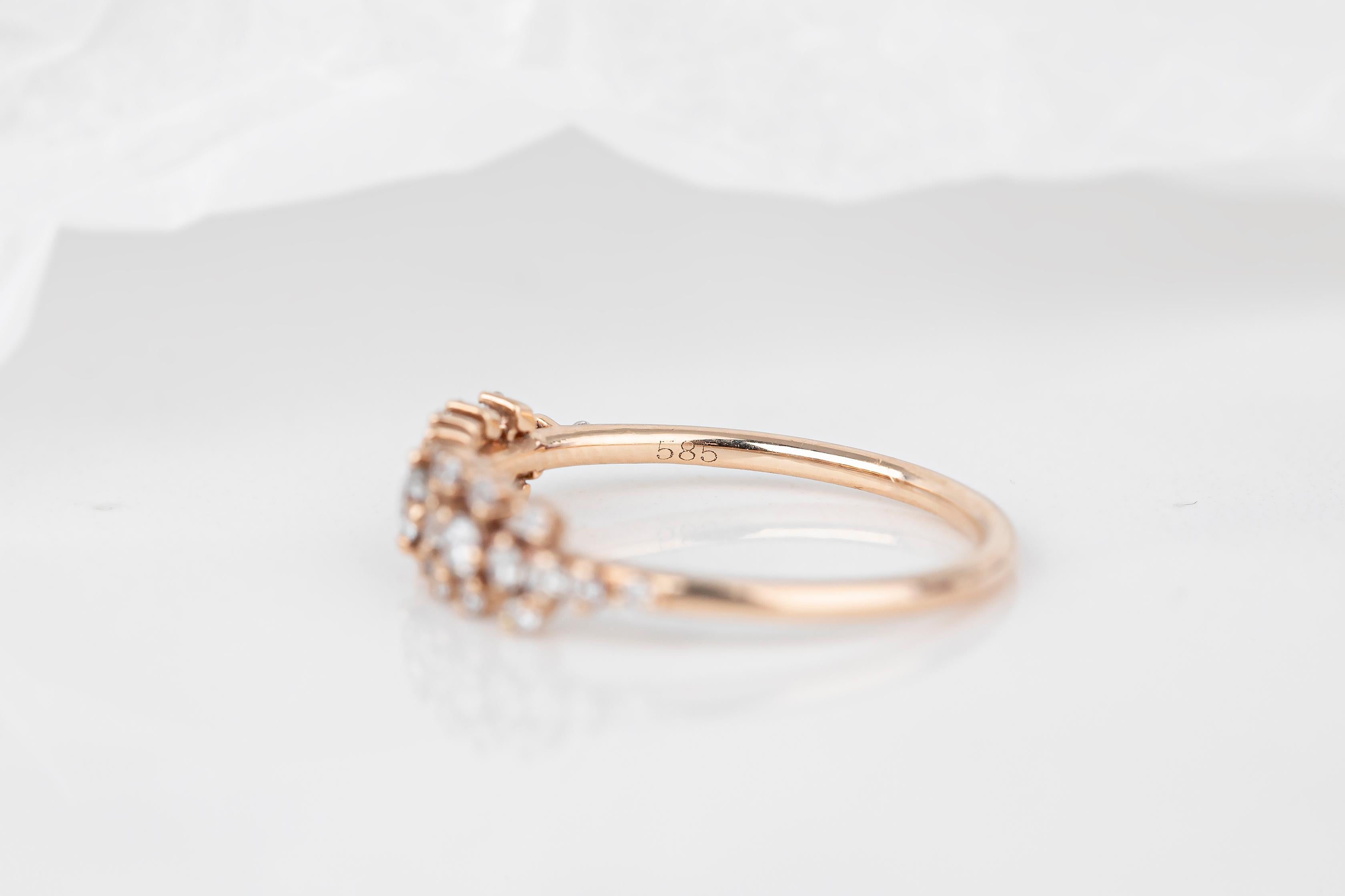 For Sale:  Pinky Diamond Plated Ring - Minimalist Dainty Tiny Cluster Engagement Band - Lay 6