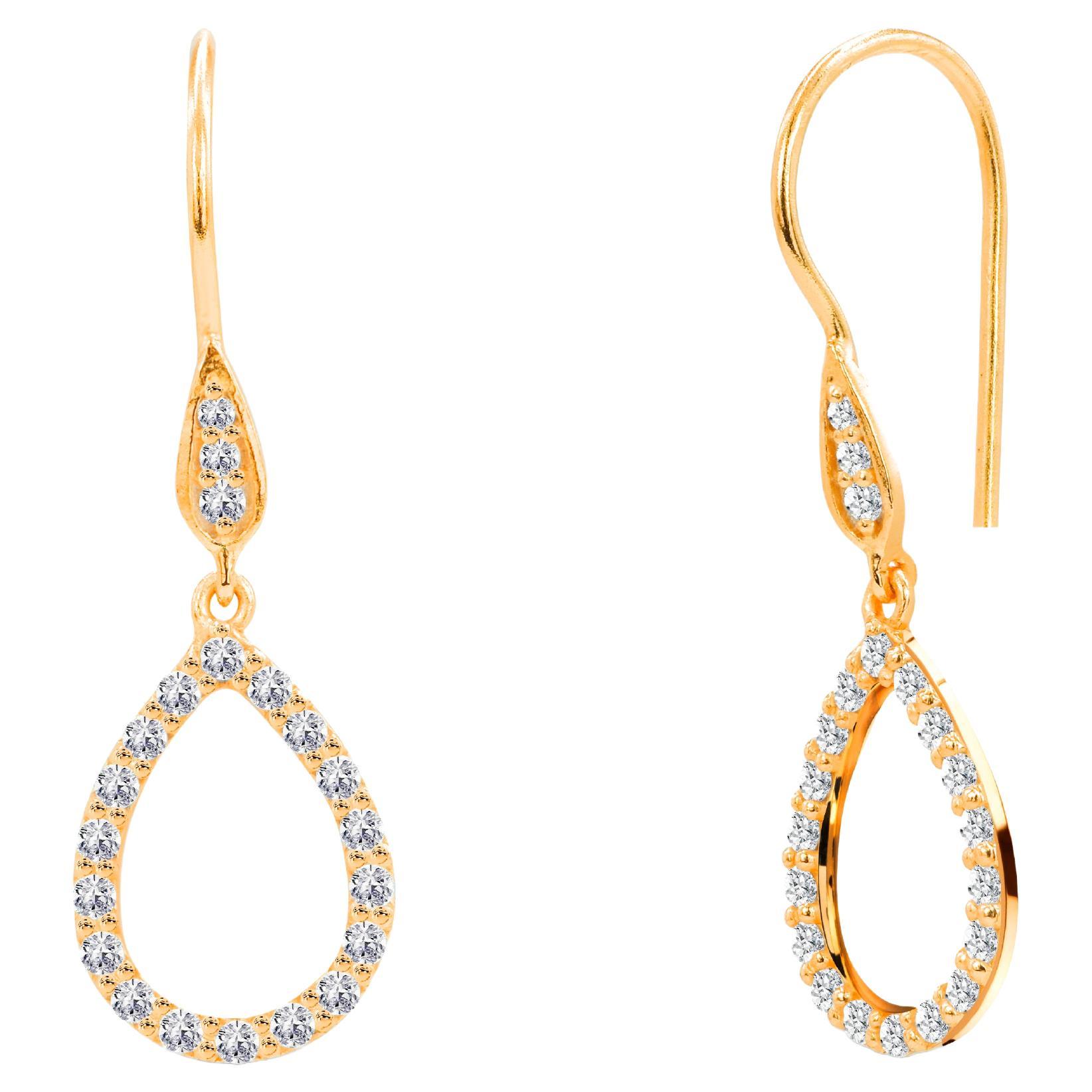 0.38ct Diamond Open Pear Earrings in 14k Gold For Sale