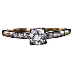 Round Cut Diamond Ring Classic Two Tone Gold Ring