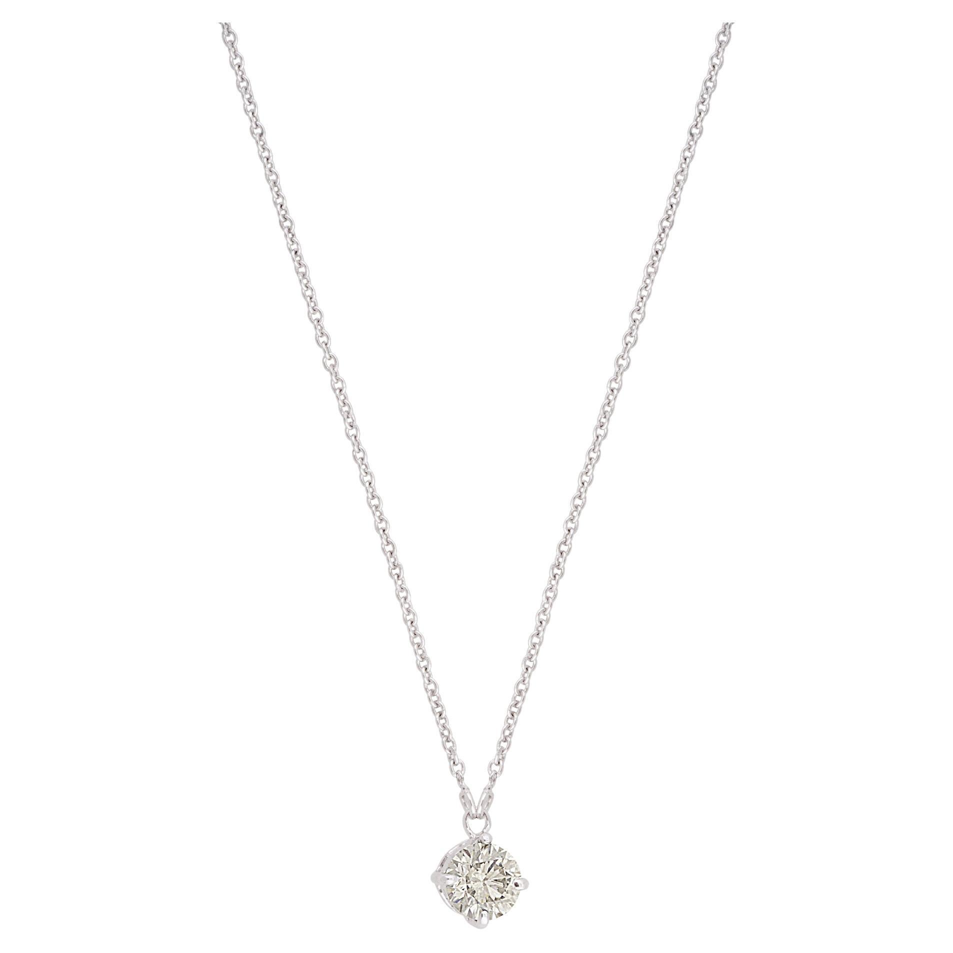 0.38 Ct SI/H Round Brilliant Cut Diamond Pendant Necklace 10 Karat White Gold