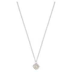0.38 Ct SI/H Round Brilliant Cut Diamond Pendant Necklace 10 Karat White Gold