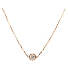 0.38ct Diamond Bezel Set Solitaire Necklace in 14K Rose Gold
