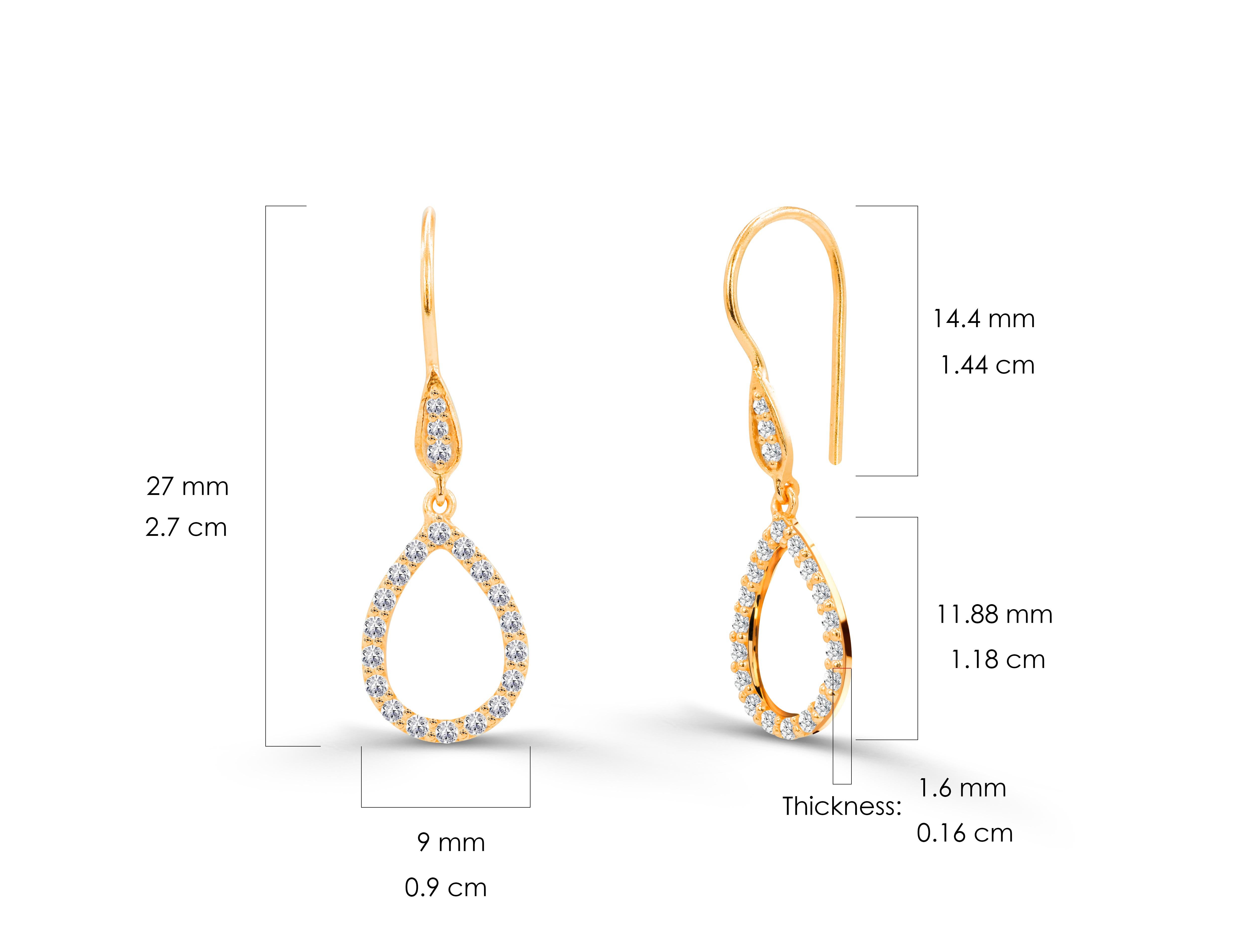 0.38ct Diamond Open Pear Earrings in 14k Gold For Sale 2
