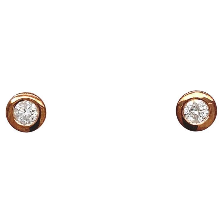 0.38ct Diamond Studs Earrings in Rubover Setting in 18ct Rose Gold For Sale