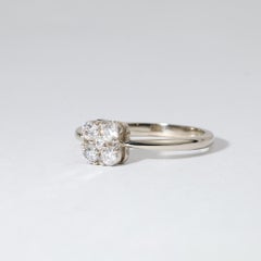 Bague de fiançailles en or blanc 18 carats avec diamant rond et carré de 0,38 ct naturel