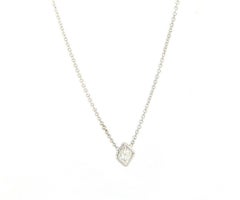 0.38ct Princess Diamond Solitaire Pendant Necklace in 14K White Gold