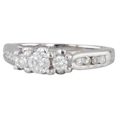 0.38ctw Diamond 3-Stone Engagement Ring 14k White Gold Size 4.5 Cathedral Band