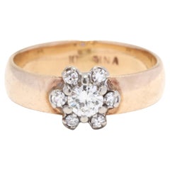 0.38ctw Diamond Cluster Engagement Ring, 10KT Yellow Gold