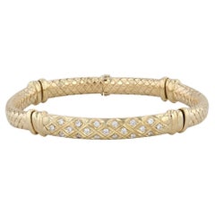 0.38ctw Diamond Lattice Work Bracelet 18k Yellow Gold 6.75" 7mm Italian Zydo