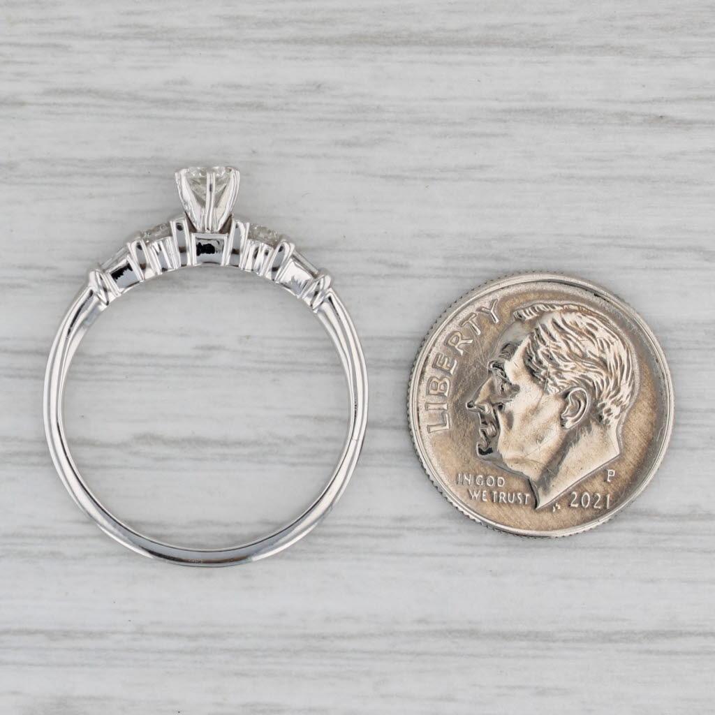 0.38ctw Round Diamond Engagement Ring Platinum Size 8.75 Solitaire w/ Accents In Good Condition For Sale In McLeansville, NC