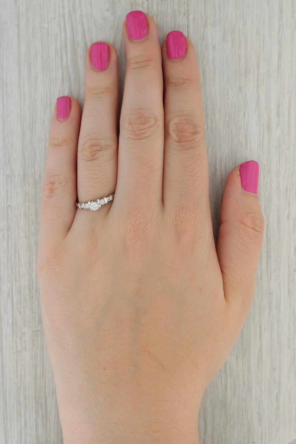 0.38ctw Round Diamond Engagement Ring Platinum Size 8.75 Solitaire w/ Accents For Sale 2