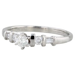 Anello di fidanzamento con diamante rotondo da 0,38 ct in platino, misura 8,75, solitario con accenti