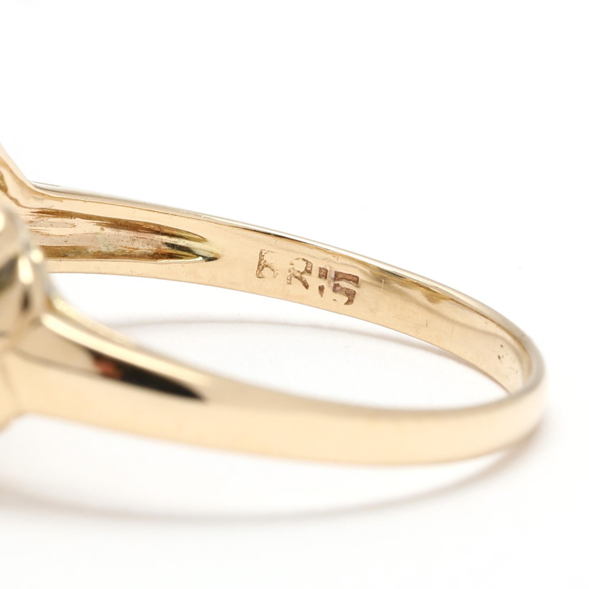 Bague saphir et diamant 038 carats, or jaune 14 carats, taille 6,25 en vente 1