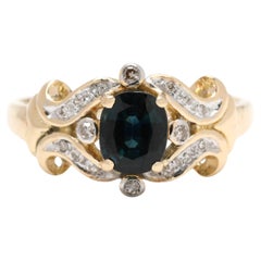 Anillo de zafiro y diamantes de 038 ctw, oro amarillo de 14k, tamaño del anillo 6,25